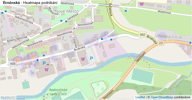 Brněnská - mapa podnikání