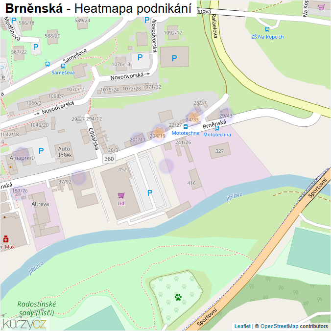 Mapa Brněnská - Firmy v ulici.