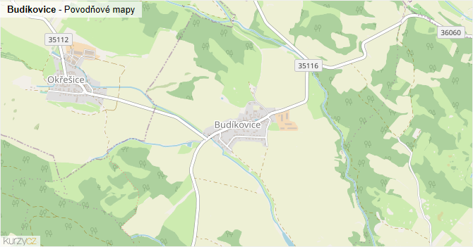 Budíkovice - záplavové mapy stoleté vody