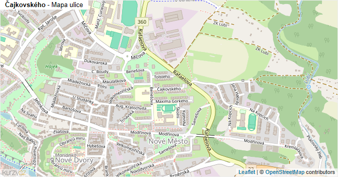 Čajkovského - mapa ulice