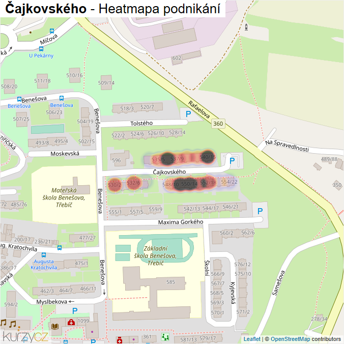 Mapa Čajkovského - Firmy v ulici.
