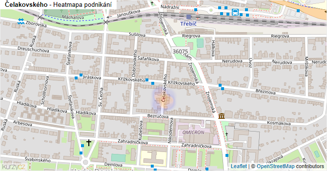 Čelakovského - mapa podnikání