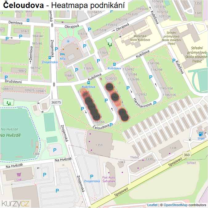 Mapa Čeloudova - Firmy v ulici.