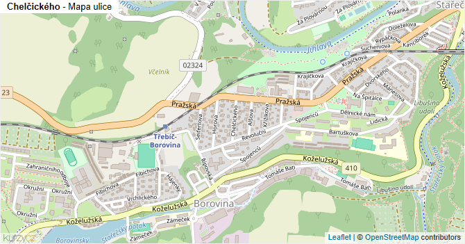 Chelčického - mapa ulice