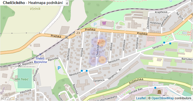 Chelčického - mapa podnikání