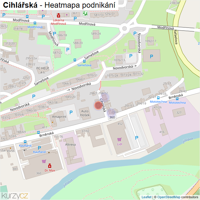 Mapa Cihlářská - Firmy v ulici.