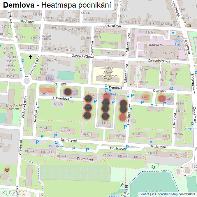 Mapa Demlova - Firmy v ulici.
