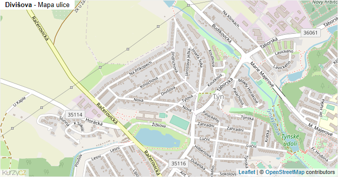 Divišova - mapa ulice