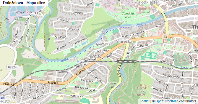 Doleželova - mapa ulice