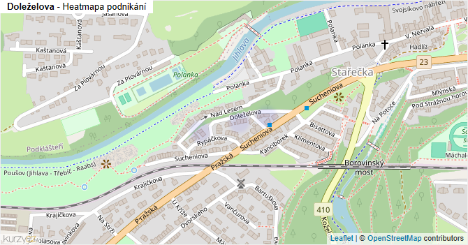 Doleželova - mapa podnikání