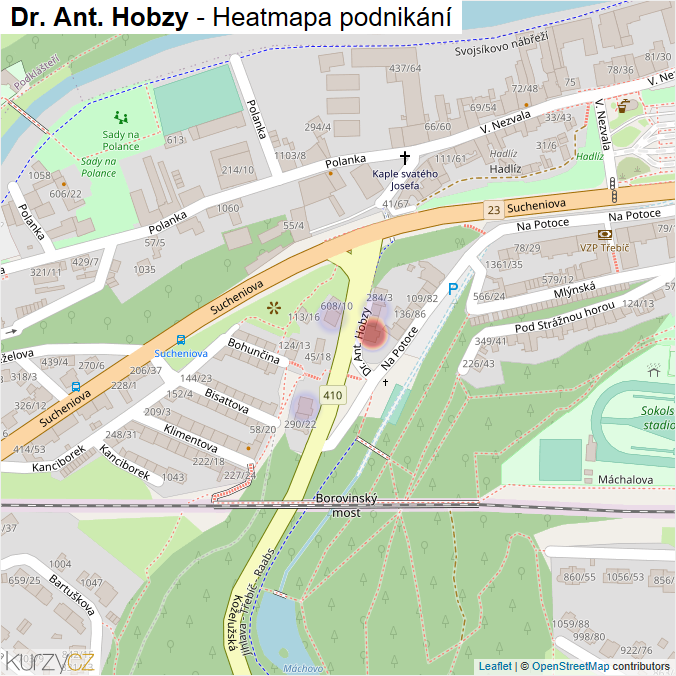 Mapa Dr. Ant. Hobzy - Firmy v ulici.