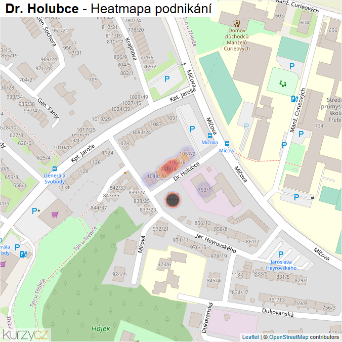 Mapa Dr. Holubce - Firmy v ulici.