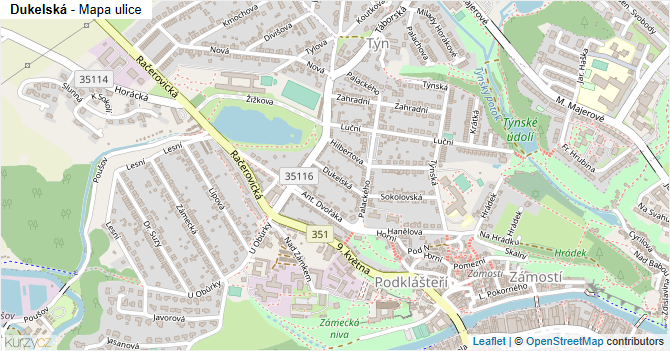 Dukelská - mapa ulice