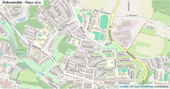Dukovanská - mapa ulice