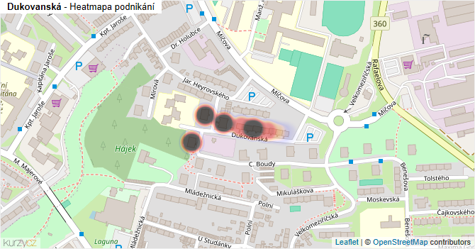 Dukovanská - mapa podnikání