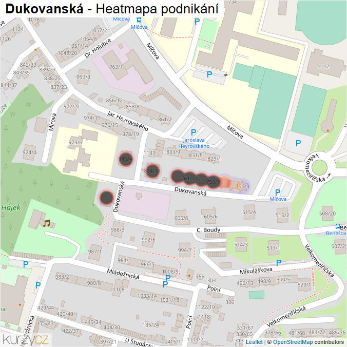 Mapa Dukovanská - Firmy v ulici.