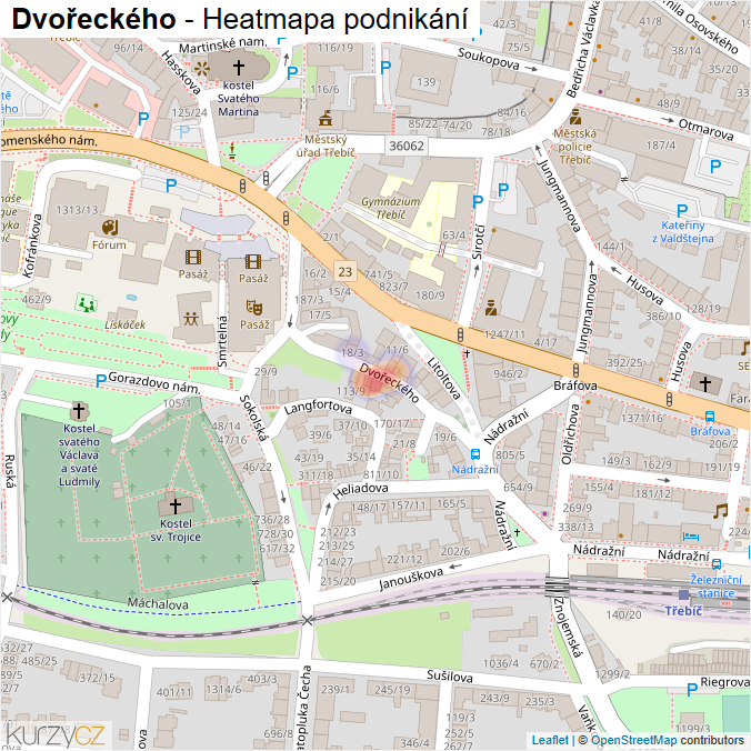 Mapa Dvořeckého - Firmy v ulici.