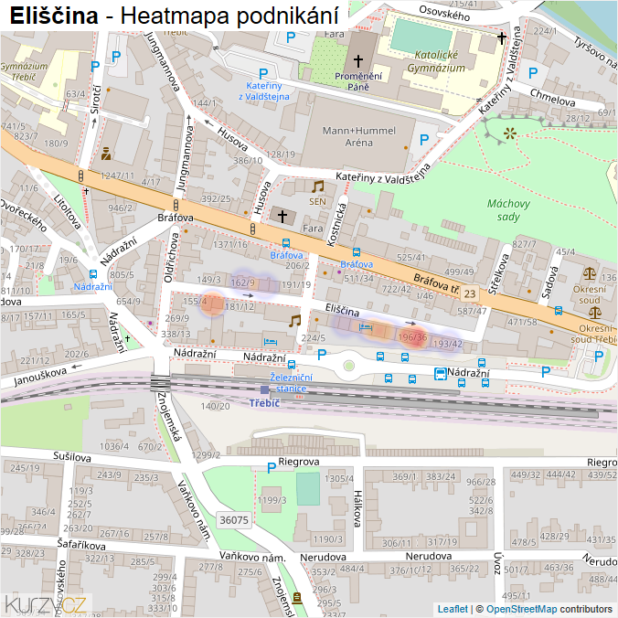 Mapa Eliščina - Firmy v ulici.