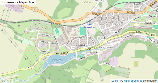 Erbenova - mapa ulice