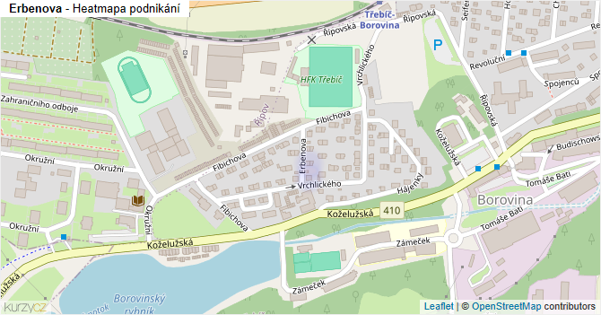 Erbenova - mapa podnikání