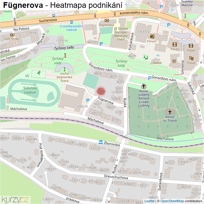 Mapa Fügnerova - Firmy v ulici.