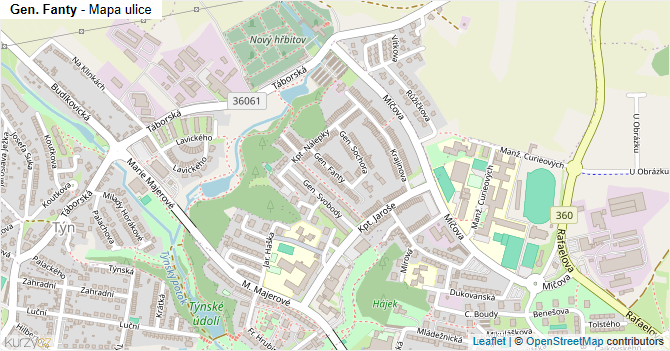 Gen. Fanty - mapa ulice
