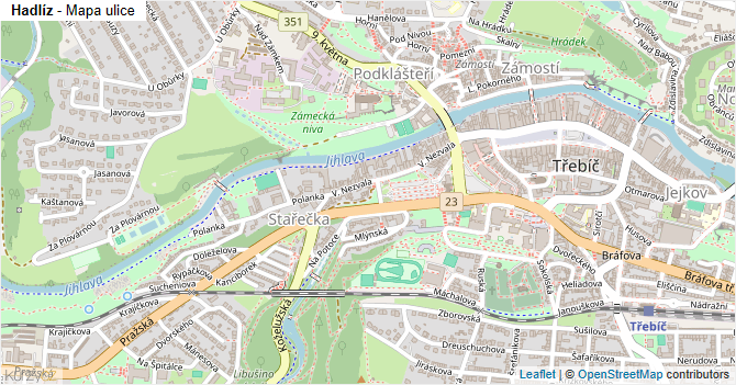 Hadlíz - mapa ulice