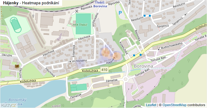 Hájenky - mapa podnikání