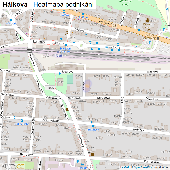 Mapa Hálkova - Firmy v ulici.
