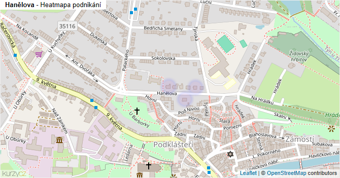 Hanělova - mapa podnikání