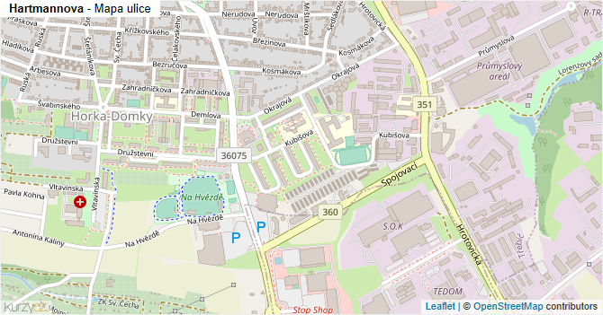 Hartmannova - mapa ulice