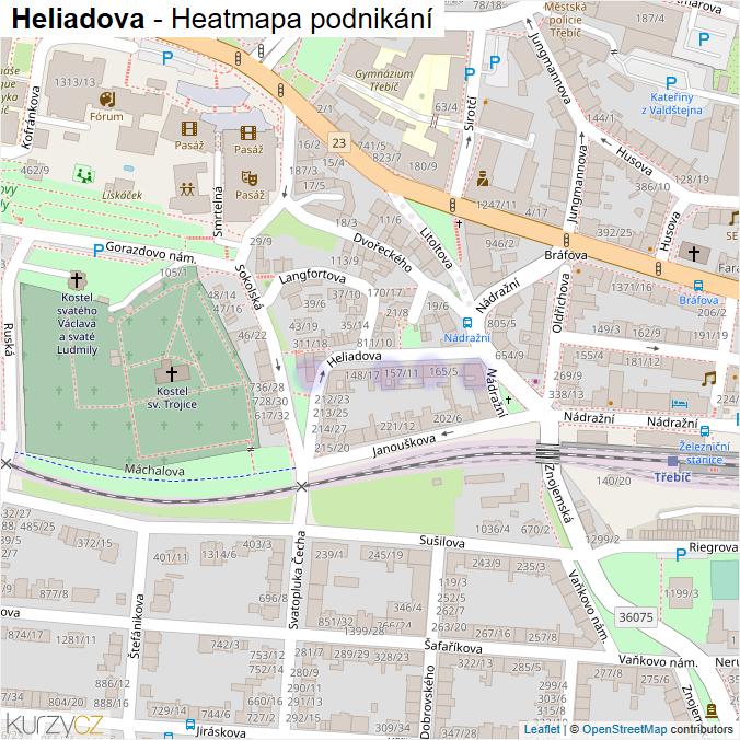 Mapa Heliadova - Firmy v ulici.