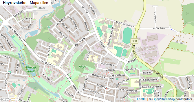 Heyrovského - mapa ulice