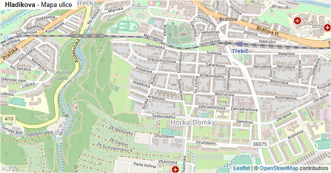 Hladíkova - mapa ulice