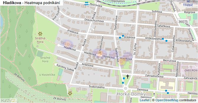 Hladíkova - mapa podnikání