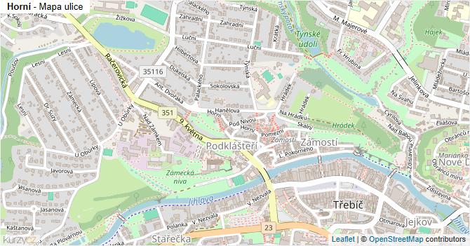 Horní - mapa ulice