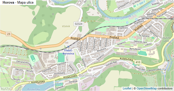 Horova - mapa ulice