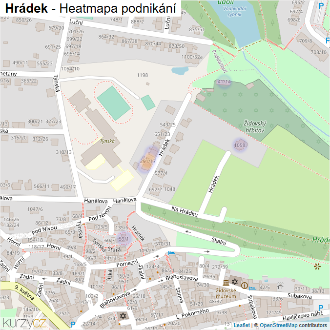 Mapa Hrádek - Firmy v ulici.