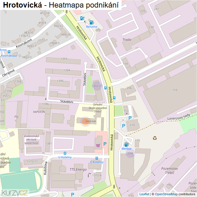 Mapa Hrotovická - Firmy v ulici.