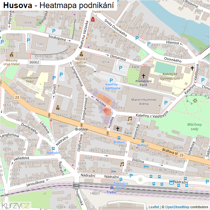 Mapa Husova - Firmy v ulici.