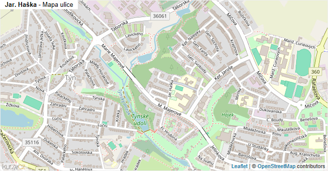 Jar. Haška - mapa ulice