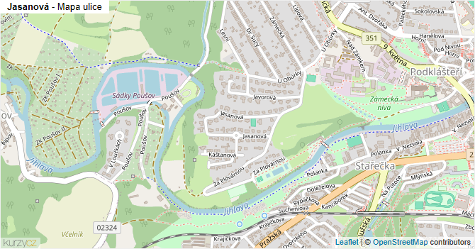 Jasanová - mapa ulice