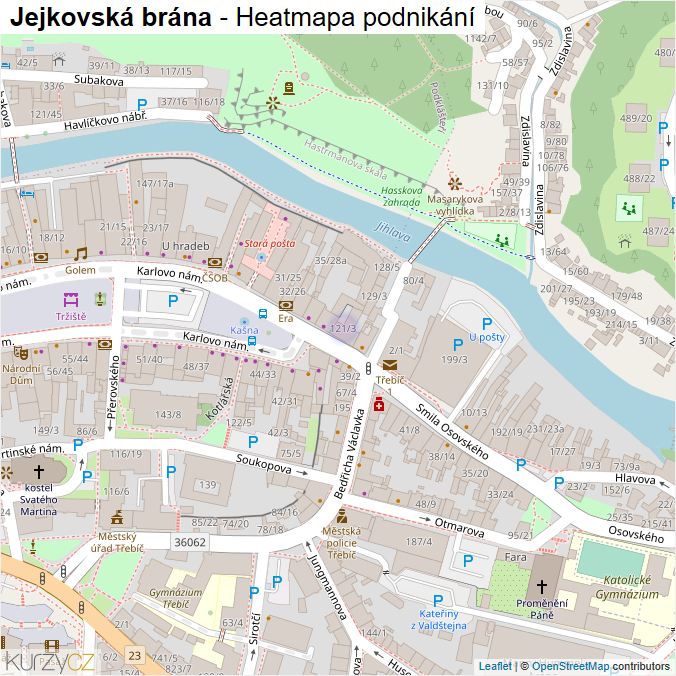 Mapa Jejkovská brána - Firmy v ulici.