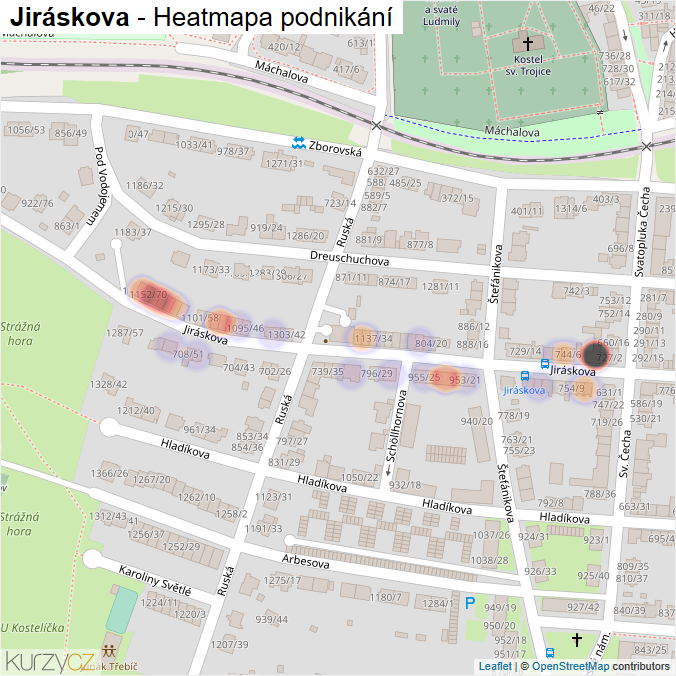 Mapa Jiráskova - Firmy v ulici.