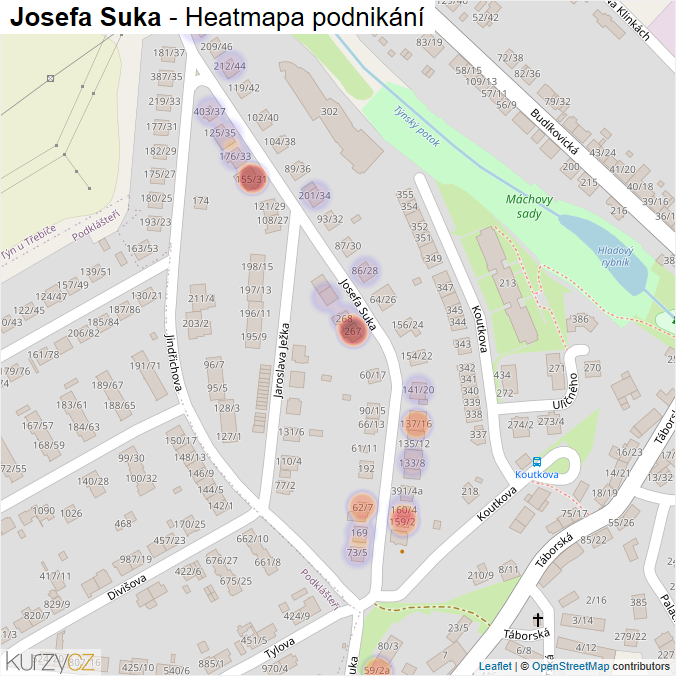 Mapa Josefa Suka - Firmy v ulici.