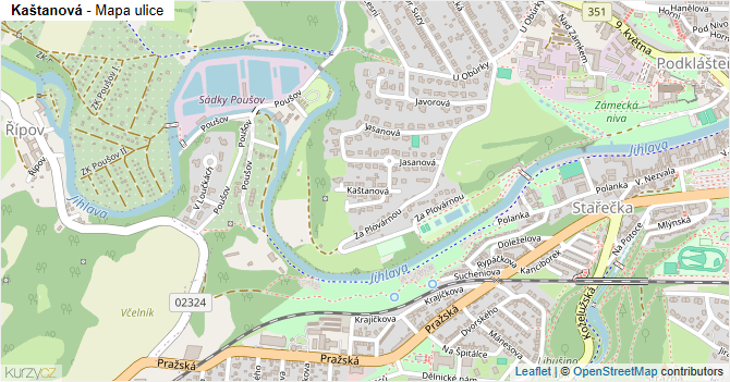 Kaštanová - mapa ulice