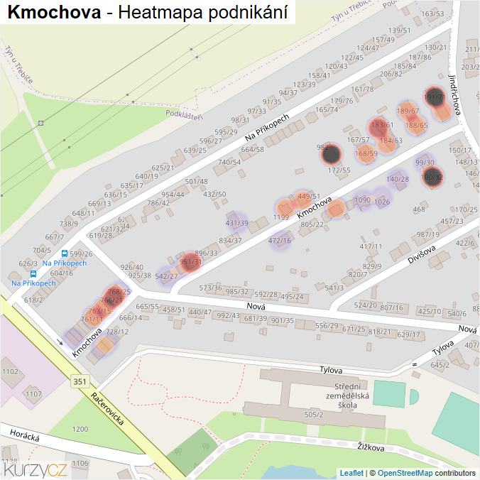 Mapa Kmochova - Firmy v ulici.