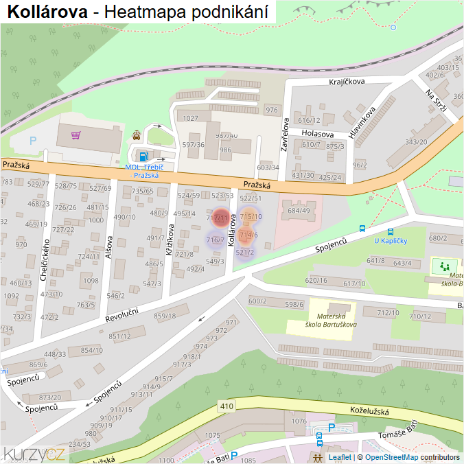 Mapa Kollárova - Firmy v ulici.