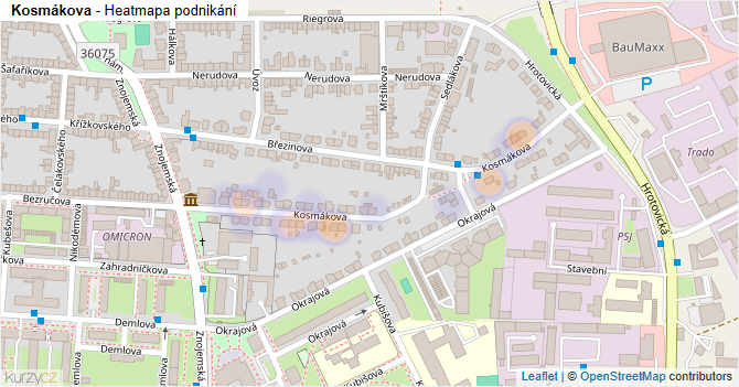 Kosmákova - mapa podnikání
