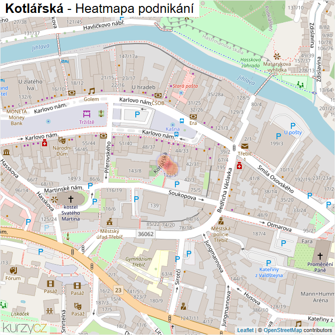 Mapa Kotlářská - Firmy v ulici.
